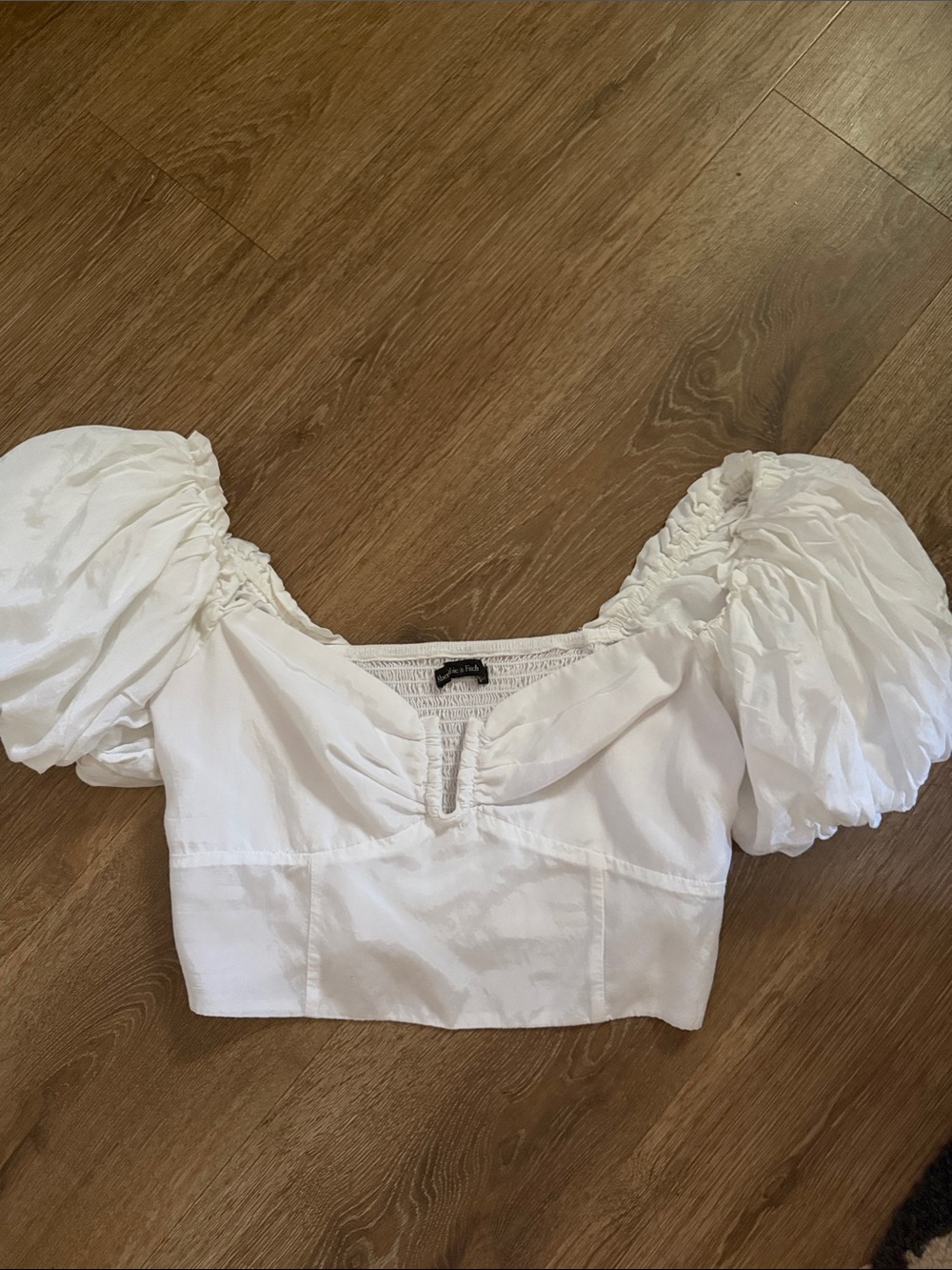 Abercrombie White Puff-Sleeve Crop Top